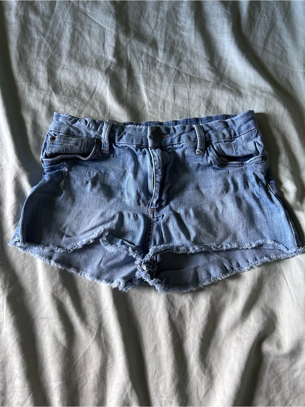 STS Blue Light Wash Denim Frayed Hem Shorts